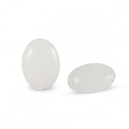 Natural stone bead Milky Quartz oval 8x6mm White